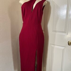 Lulu's One Shoulder Burgundy Dress